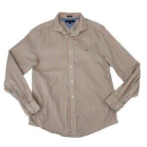 Tommy Hilfiger Dress Shirt Men Size Men's Size M Striped Long Sleeve 100% Cotton
